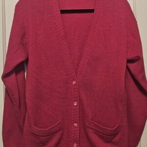 Vintage Lamb's Wool/Angora Rabbit Blend Pink Cardigan Sweater Sz Small